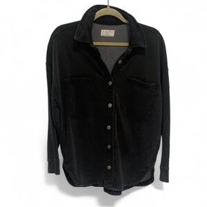 Z Supply Dark Gray Oversized Long Sleeve Button Down Shirt